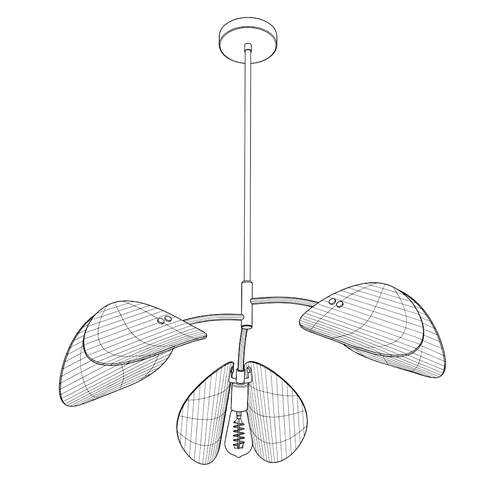 Coconut Pendant Light transparent wireframe