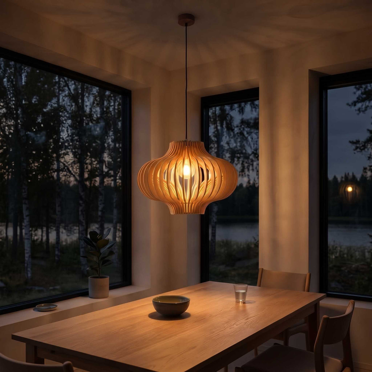 Lantern Pendant Light, switched on